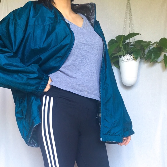 REVERSIBLE Windbreaker Fleece Vintage 80s/90s M/L - Picture 3 of 8